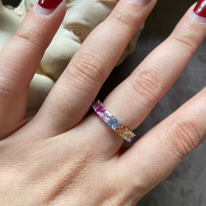 Asscher Coloured Eternity Ring