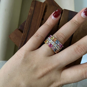 Asscher Coloured Eternity Ring