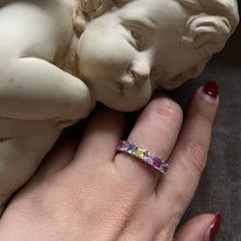 Load image into Gallery viewer, Asscher Coloured Eternity Ring - Silver / US 5
