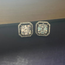 Load image into Gallery viewer, Asscher Solitaire Halo Studs

