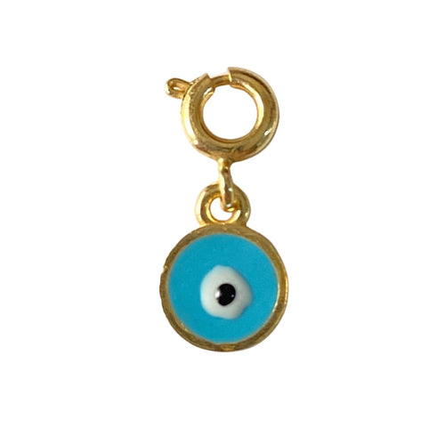 Build Your Ring Charm Bracelet - Blue Round Evil Eye