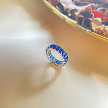 Load image into Gallery viewer, Emerald Cut Eternity Ring in Blue
