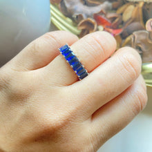 Load image into Gallery viewer, Emerald Cut Eternity Ring in Blue
