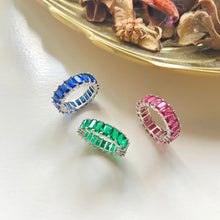 Load image into Gallery viewer, Emerald Cut Eternity Ring in Red
