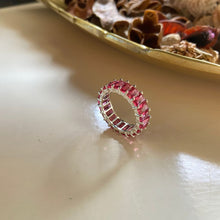 Load image into Gallery viewer, Emerald Cut Eternity Ring in Red
