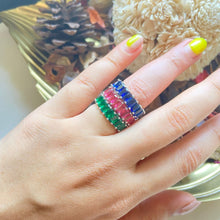 Load image into Gallery viewer, Emerald Cut Eternity Ring in Red
