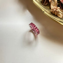Load image into Gallery viewer, Emerald Cut Eternity Ring in Red
