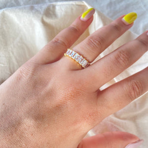 Emerald Cut Eternity Ring - Yellow