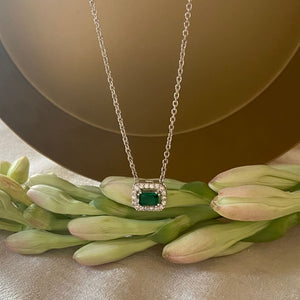 Emerald Cut Necklace - Green