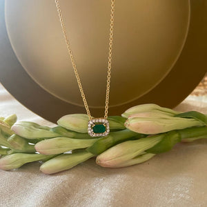 Emerald Cut Necklace - Green&Gold