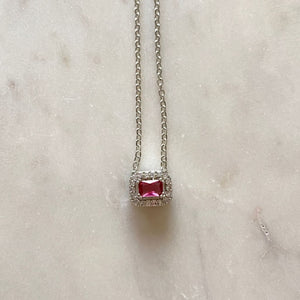 Emerald Cut Necklace - Red