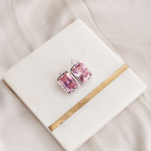 Emerald Drop Earrings - Pink