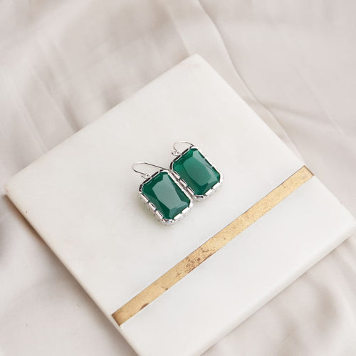 Emerald Drop Earrings - Green