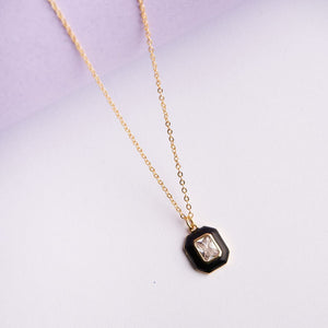 Emerald Enamel Pendant - Black