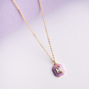 Emerald Enamel Pendant - Lavender