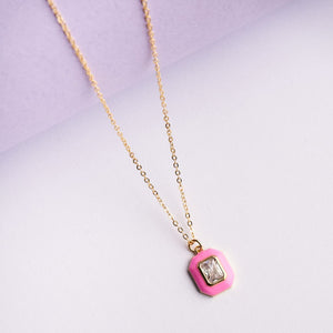 Emerald Enamel Pendant - Pink