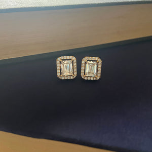 Emerald Solitaire Studs - Gold