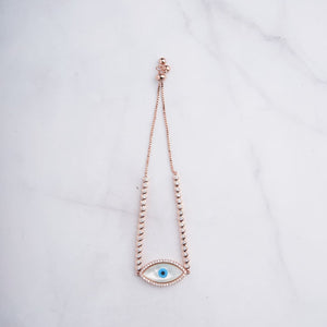 Evil Eye Bolo Zipper Bracelet - Rose
