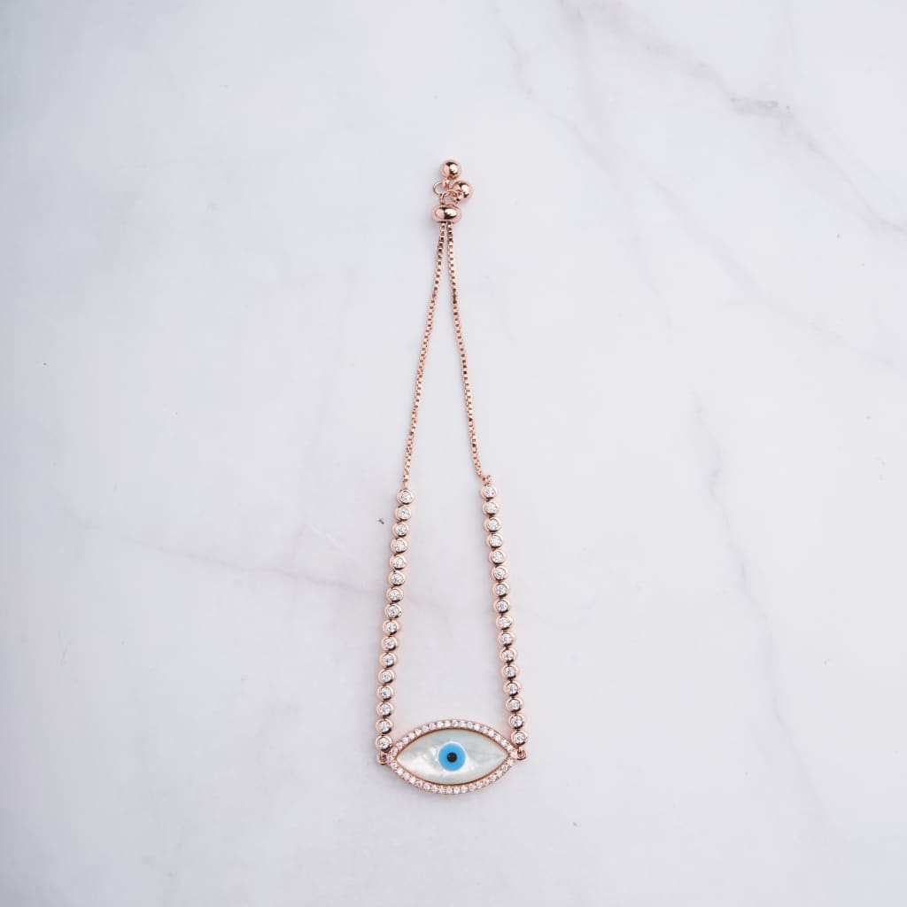 Evil Eye Bolo Zipper Bracelet - Rose