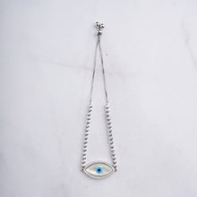 Load image into Gallery viewer, Evil Eye Bolo Zipper Bracelet - Silver
