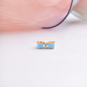 Flat Signet Ring - Aqua