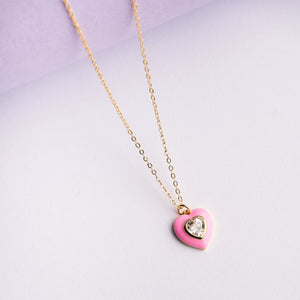 Heart Enamel Pendant - Pink