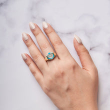 Load image into Gallery viewer, Hexa Heart Ring - Aqua
