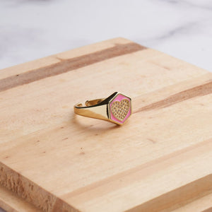 Hexa Heart Ring - Pink