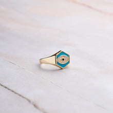 Load image into Gallery viewer, Hexa Signet Ring - Aqua
