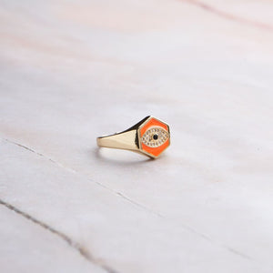 Hexa Signet Ring - Orange