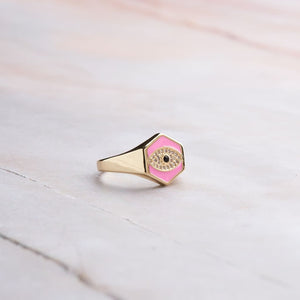 Hexa Signet Ring - Pink