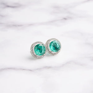 June Earrings - Green&Silver