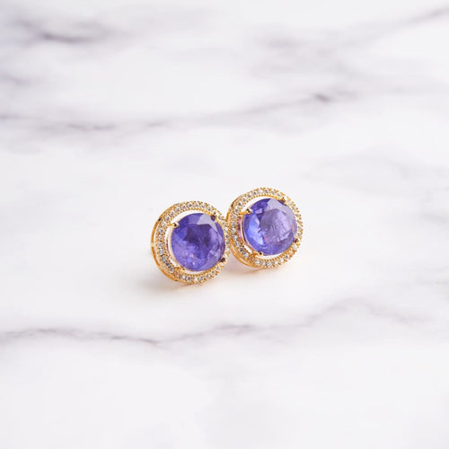 June Earrings - Purple&Gold