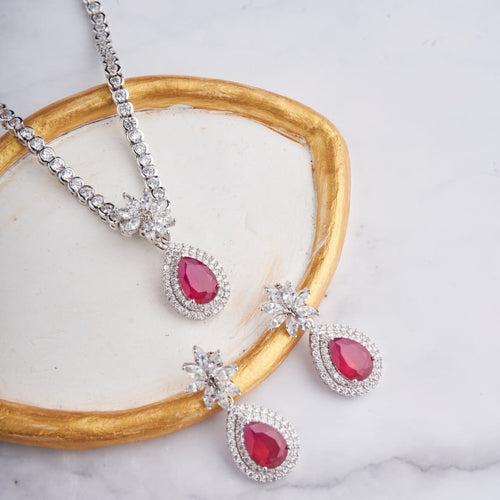 Lilac Necklace Set - Red