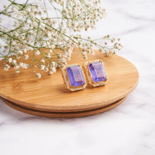Load image into Gallery viewer, Maeve Earrings - Purple&amp;Gold
