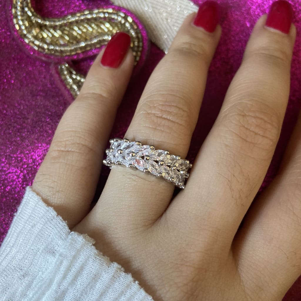 Platinum 5.0 ct tw Marquise Eternity Ring | Princess Jewelry