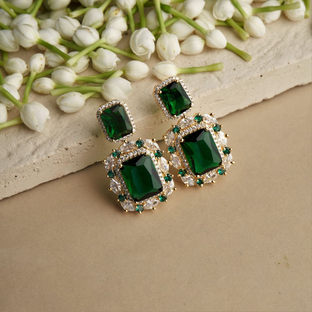 Naz Earrings - Green&Gold