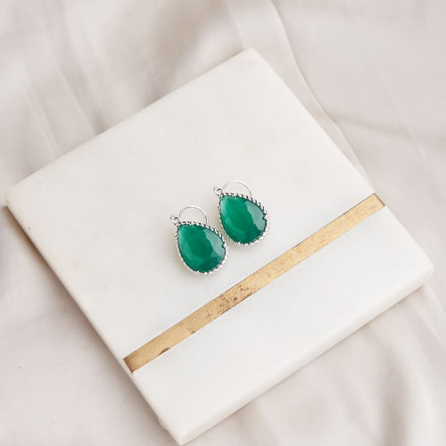 Pear Drop Earrings - Green