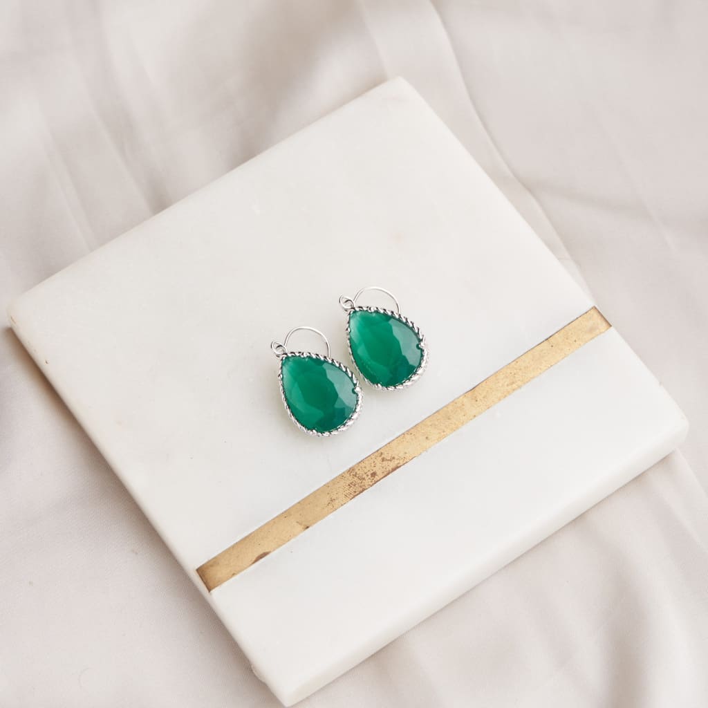 Pear Drop Earrings - Green