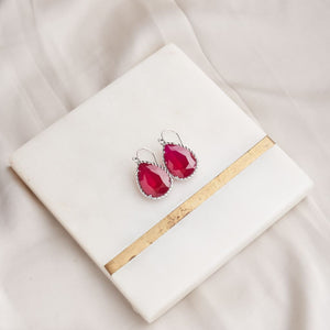 Pear Drop Earrings - Red