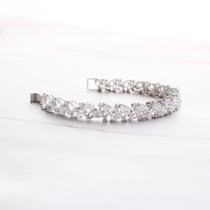 Pear Slant Tennis Bracelet - Pink