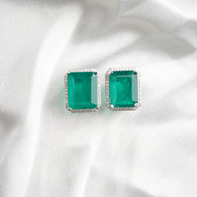Load image into Gallery viewer, Raya Earrings - Green&amp;Silver
