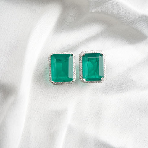 Raya Earrings - Green&Silver