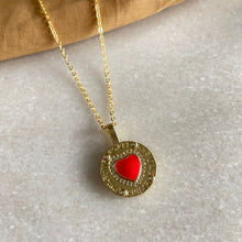 Load image into Gallery viewer, Red Heart Medallion Necklace Mozaati
