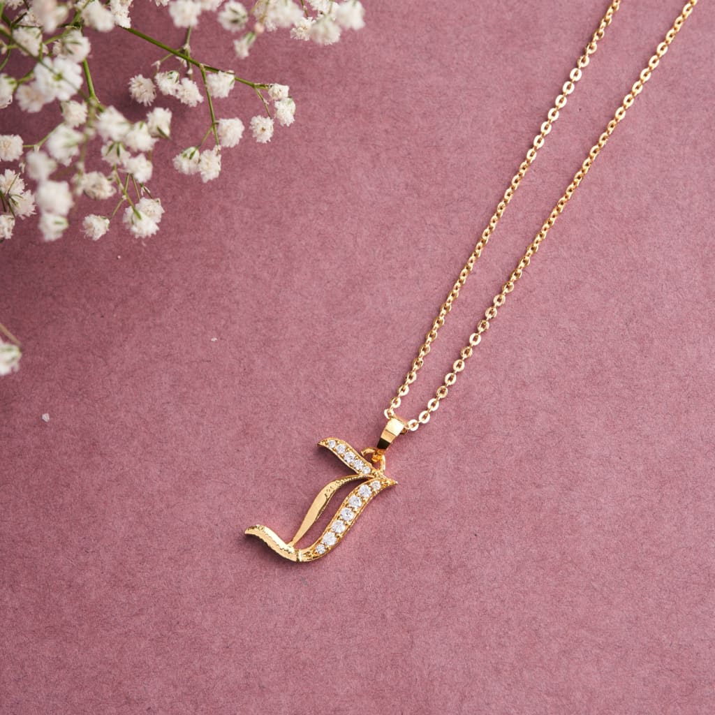 Roman Initial Necklace - J