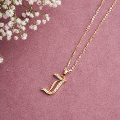 Roman Initial Necklace - J