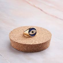 Load image into Gallery viewer, Round Evil Eye Ring - Blue
