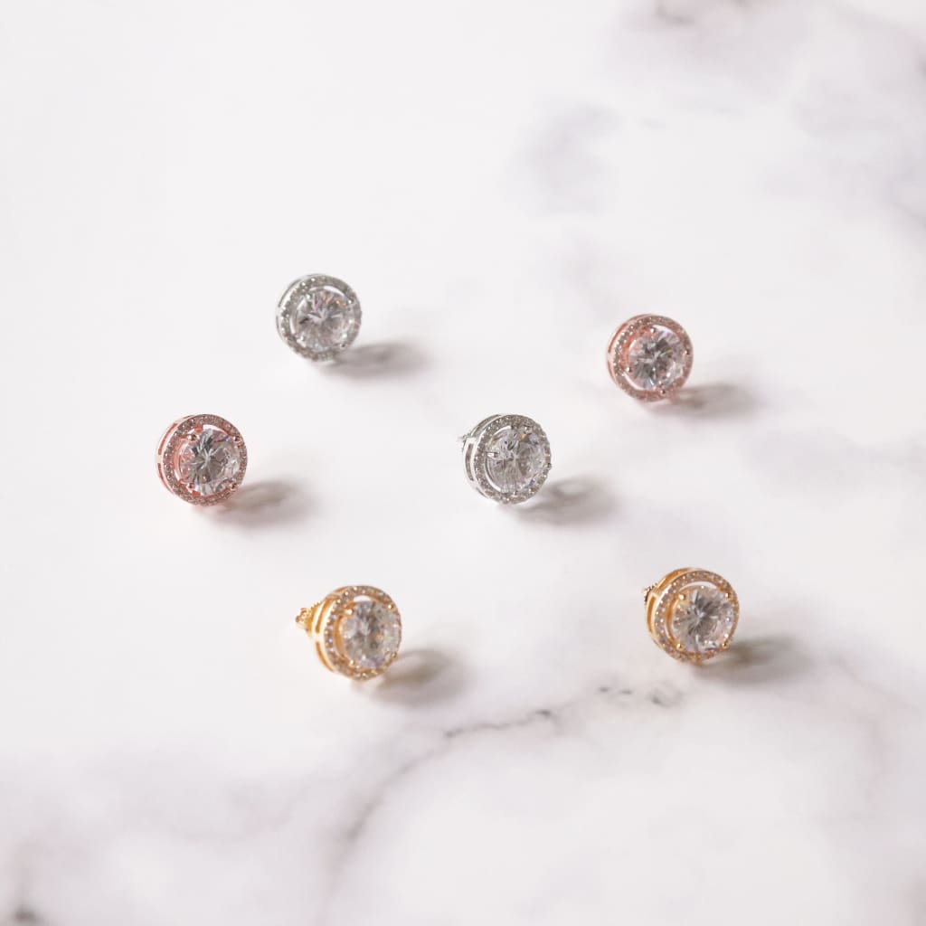 Round Solitaire Studs - Silver