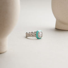 Load image into Gallery viewer, Sky Ring - Aqua&amp;Silver / US 6
