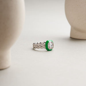 Sky Ring - Green&Silver / US 6